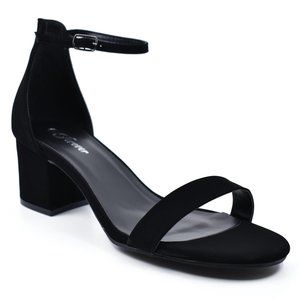 Short Chunky 2 Inch Block Heel Ankle Strap Sandals
